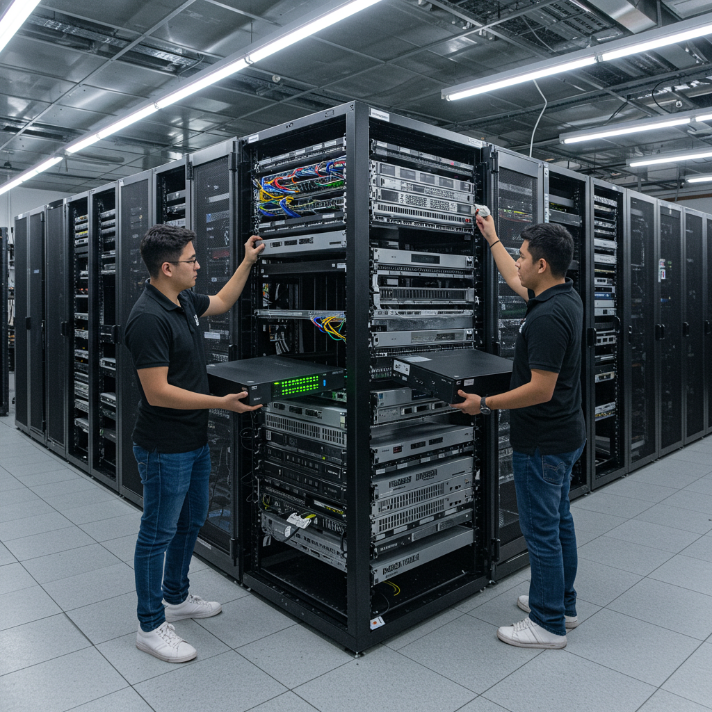 Ingenieros de red trabajando